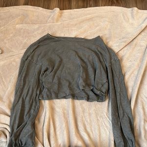 greyish blue sweater